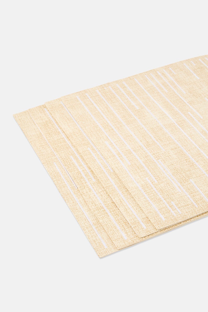 Catherine Malandrino 4 Pieces Embroidered Dining Placemats, Beige - Image 3